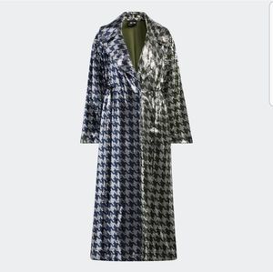 NWT Ivy Park Sequined Houndstooth Trench Coat
